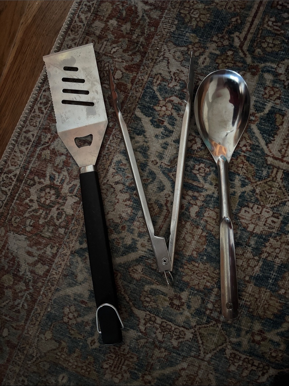 Spatula, Tongs and Metal Spoon